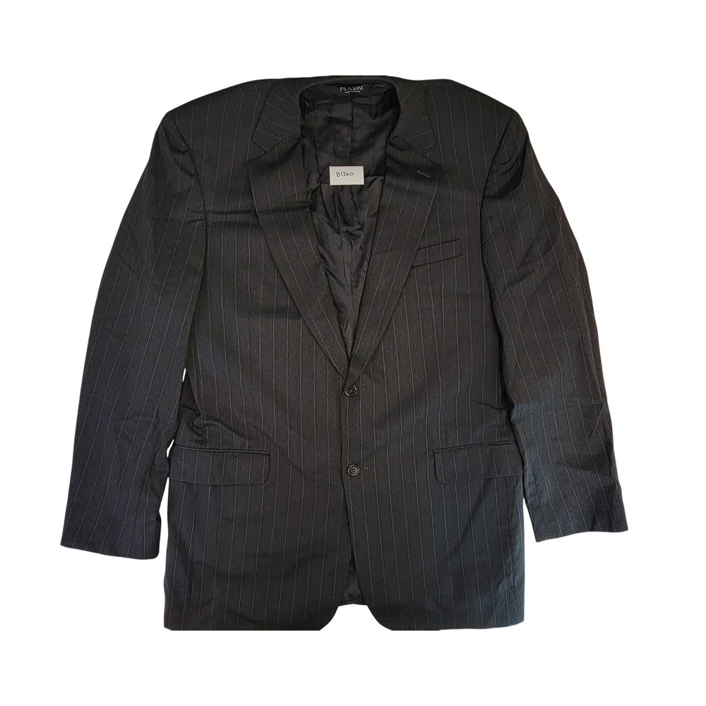 Jos A Bank Gordon Charcoal Pinstripe Wool Mens Suit Jacket Blazer 44 XLG